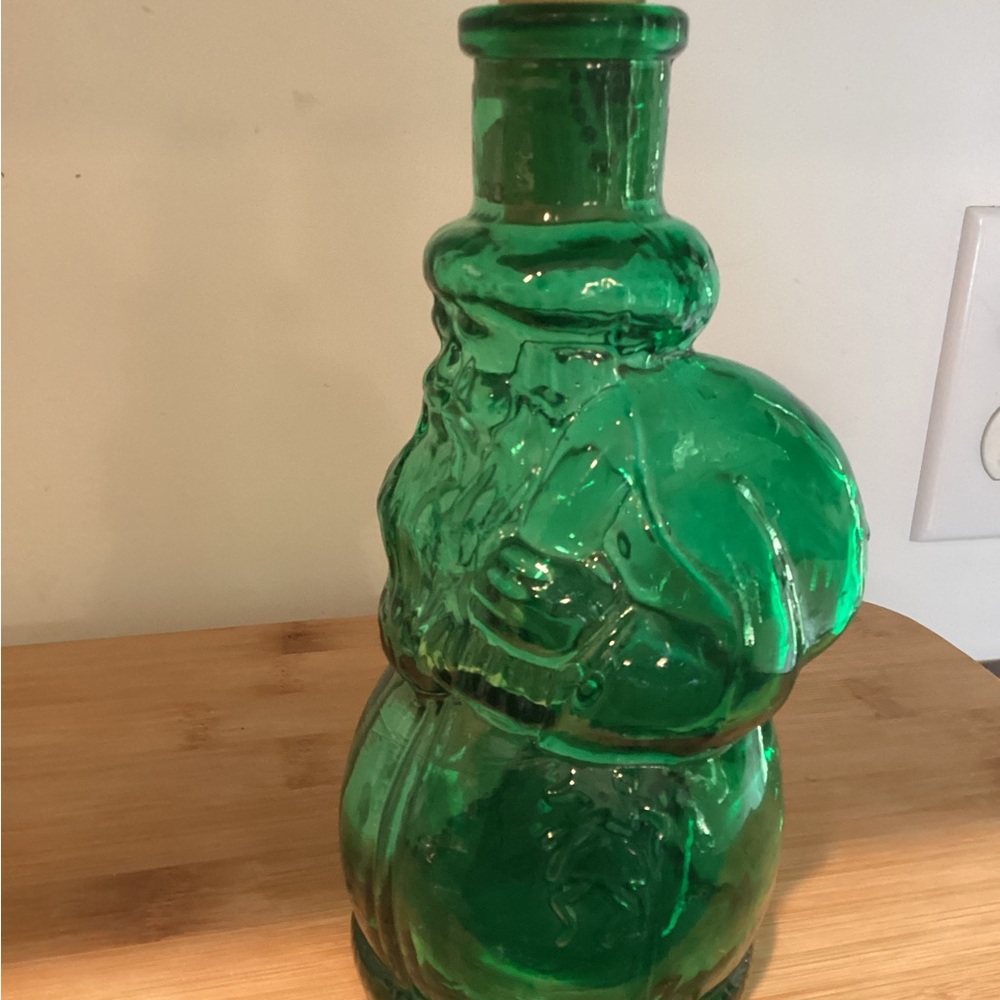 Vintage Green Glass Santa Decanter, Made in SPAIN - Picture 6 of 9